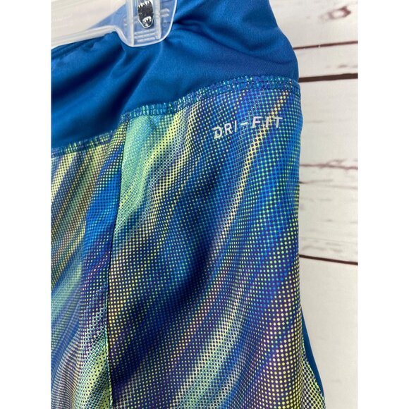 Nike Dri Fit Women's Athletic Shorts Blue Lined Drawstring Running Gym Size Larg - Picture 3 of 5